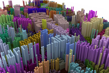 Obraz premium Colorful 3D rendering. Decorative, illustrations shape composition, geometric structure block, for design texture background. .