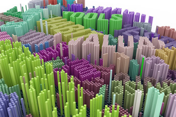 Obraz premium Keyword of Habit. Colorful 3D rendering. Abstract shape composition, geometric structure block. Wallpaper for graphic design.