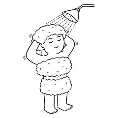 vector of woman showering