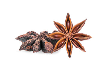 Chinese star anise spice fruits and seed isolated