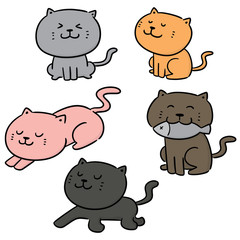 vector set of cats