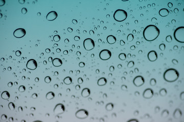 Close up shot of water drops against surface 