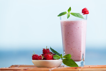 Raspberry smoothie with mint