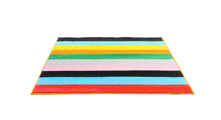Striped carpet on white background. Interior element