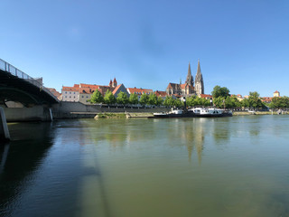 Naklejka na ściany i meble The Danube river in Regensburg