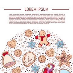 Christmas cookies vector. Christmas set of cute gingerbread cookies. 