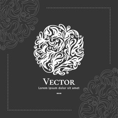White leaf emblem. Elegant, classic vector. Can be used for jewelry, beauty and fashion industry. Great for logo, monogram, invitation, flyer, menu, brochure, background, or any desired idea.