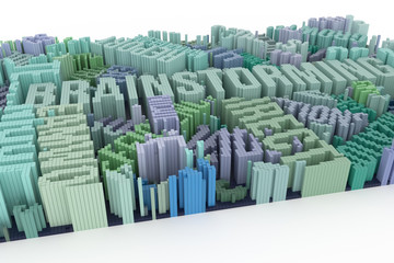 Fototapeta premium Keyword of Brainstorming. Geometric structure block. For graphic design or background, shape composition. Colorful 3D rendering.