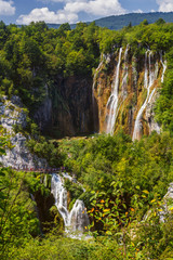Beautiful waterfall in Plitvice Lakes National Park. Croatia
