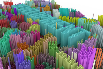 Decorative, illustrations shape composition, geometric structure block, for design texture background. Colorful 3D rendering.