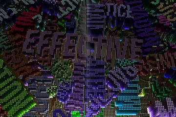 Keyword of Effective. Colorful 3D rendering. Shape composition, geometric structure, block for design texture, background.