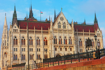 Fototapeta na wymiar The Parliament of Budapest at sunset, Hungary, Europe