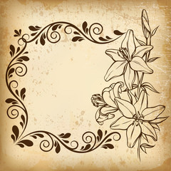 Floral frame in vintage style