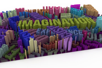 Colorful 3D rendering. Illustrations of shape composition, geometric structure, block for graphic design or wallpapers.