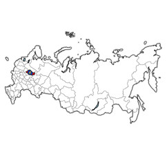 Fototapeta premium kostroma oblast on administration map of russia
