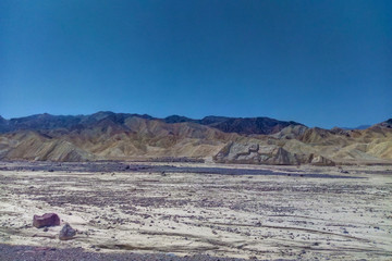 View of the mountains and the dried river.