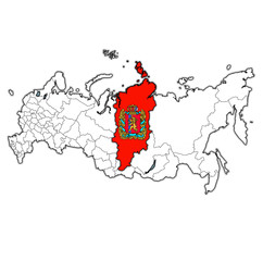 Krasnoyarsk krai on administration map of russia