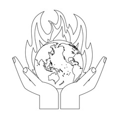 Earth world burning black and white