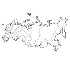 mordovia republic on administration map of russia