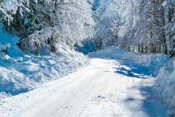 Road to Fusine Lakes in winter