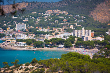 Peguera, Cala Fornells, Mallorca, Spain - July 24, 2013: View of Peguera and Cala Fornells from the side of Santa Ponsa