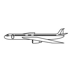 Fototapeta na wymiar Jet airline airplane black and white