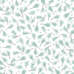 Seamless pattern with pine branches