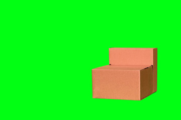 Two boxes separately on a green background isolated no gift parcel people