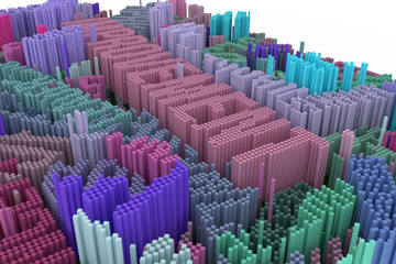 Obraz premium Abstract shape composition, geometric structure block. Wallpaper for graphic design. Colorful 3D rendering.