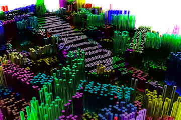 Colorful 3D rendering. Decorative, illustrations shape composition, geometric structure block, for design texture background.