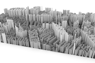 Gray or black and white b&w 3D rendering. Abstract shape composition, geometric structure block. Wallpaper for graphic design.