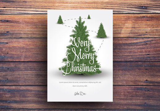 Christmas Card Layout with Christmas Trees