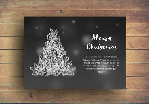 Christmas Card Layouts with Tree Illustration