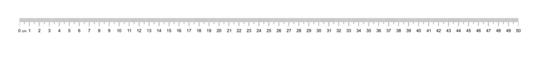 Ruler 50 cm. Measuring tool. Ruler scale. Ruler grid 50 cm. Size indicator units. Metric Centimeter size indicators. Vector - obrazy, fototapety, plakaty