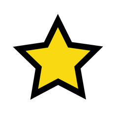 Black and yellow Star icon isolated on white. Vector design.