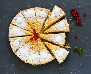 Napoleon cake. selective focus,