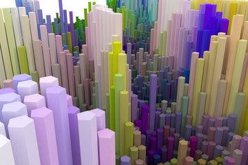 Obraz premium Abstract shape composition, geometric structure block. Wallpaper for graphic design. Colorful 3D rendering.