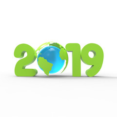 2019 year world planet earth 3d-illustration