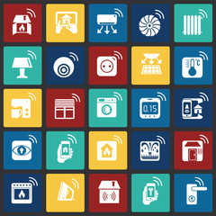 Smart home icons set on color squares background for graphic and web design, Modern simple vector sign. Internet concept. Trendy symbol for website design web button or mobile app.