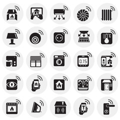 Smart home icons set on buttons background for graphic and web design, Modern simple vector sign. Internet concept. Trendy symbol for website design web button or mobile app.