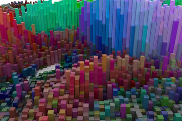 Obraz premium Abstract shape composition, geometric structure block. Wallpaper for graphic design. Colorful 3D rendering.