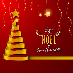 Fototapeta na wymiar Joyeux Noël & Bonne Année 2019