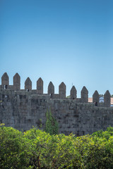 View of medieval wall in granite stone, on Porto, Portugal