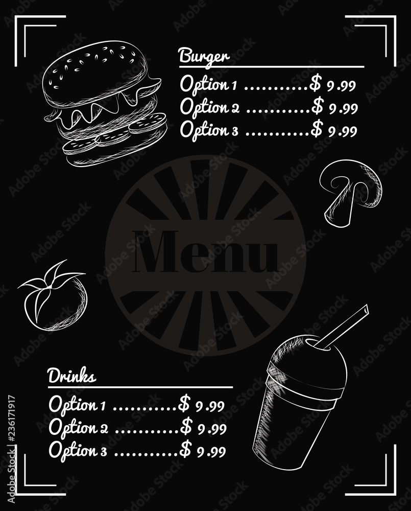 Canvas Prints menu fast food