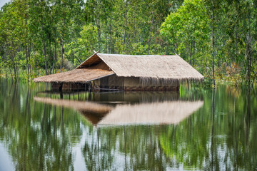 Fototapeta na wymiar Haus im Hochwasser