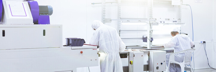 Minsk, Belarus - May 08, 2018: workshop for assembring televisions