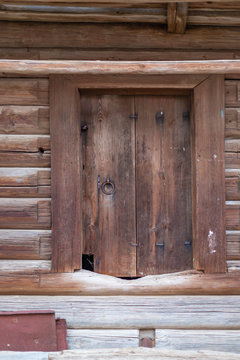 the door of the old barn in the Chuvash village Chuguevo in Russia,shot fall day