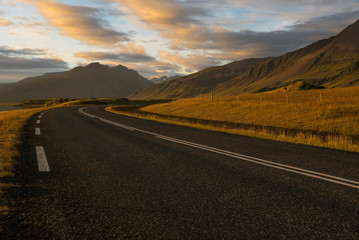 Amazing landscape on the road in the East Fjords in Iceland