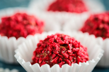 Red truffles with dried strawberry