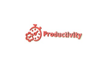 3D illustration of Productivity, red color and red text with light background.